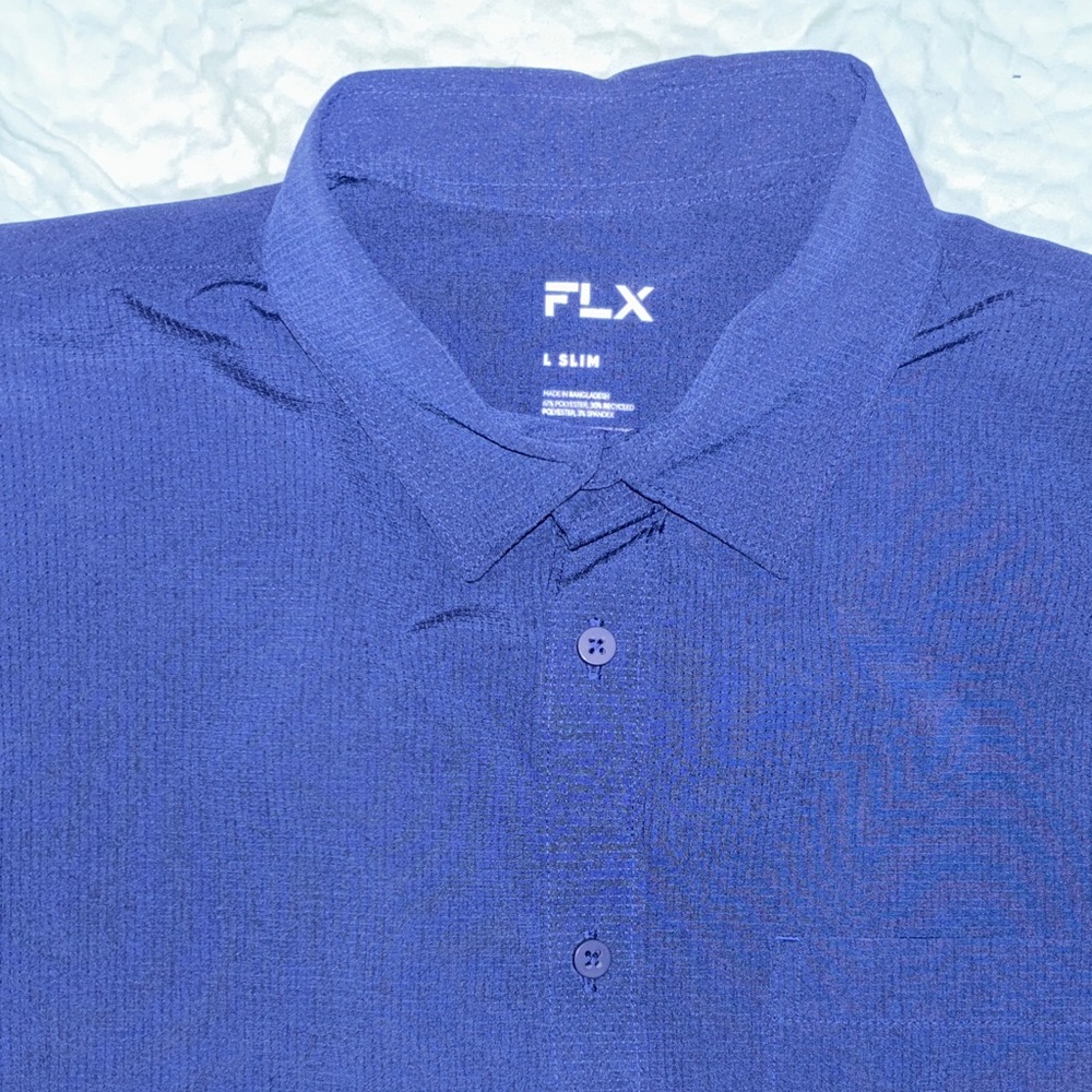 FLX Men's Casual Indigo Button Down Shirt